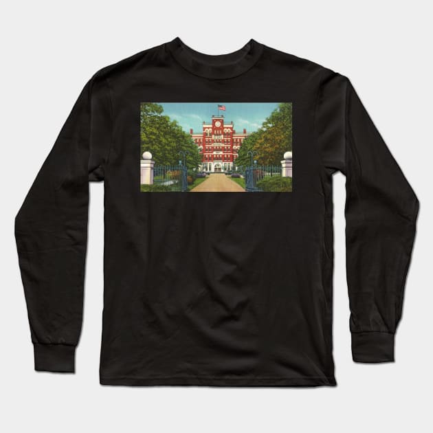 1924 Jonas Clark Hall, Clark University Worcester, MA Vintage Postcard Image Long Sleeve T-Shirt by EphemeraKiosk